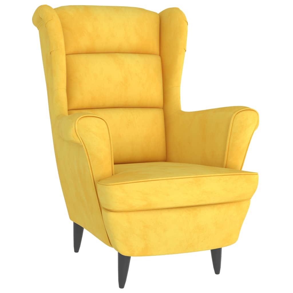 Poltrona Mineli - Em Veludo, com Estrutura em Madeira Compensada - 81x90x96,5 cm - Cor Amarelo Mostarda - Design Escandinavo