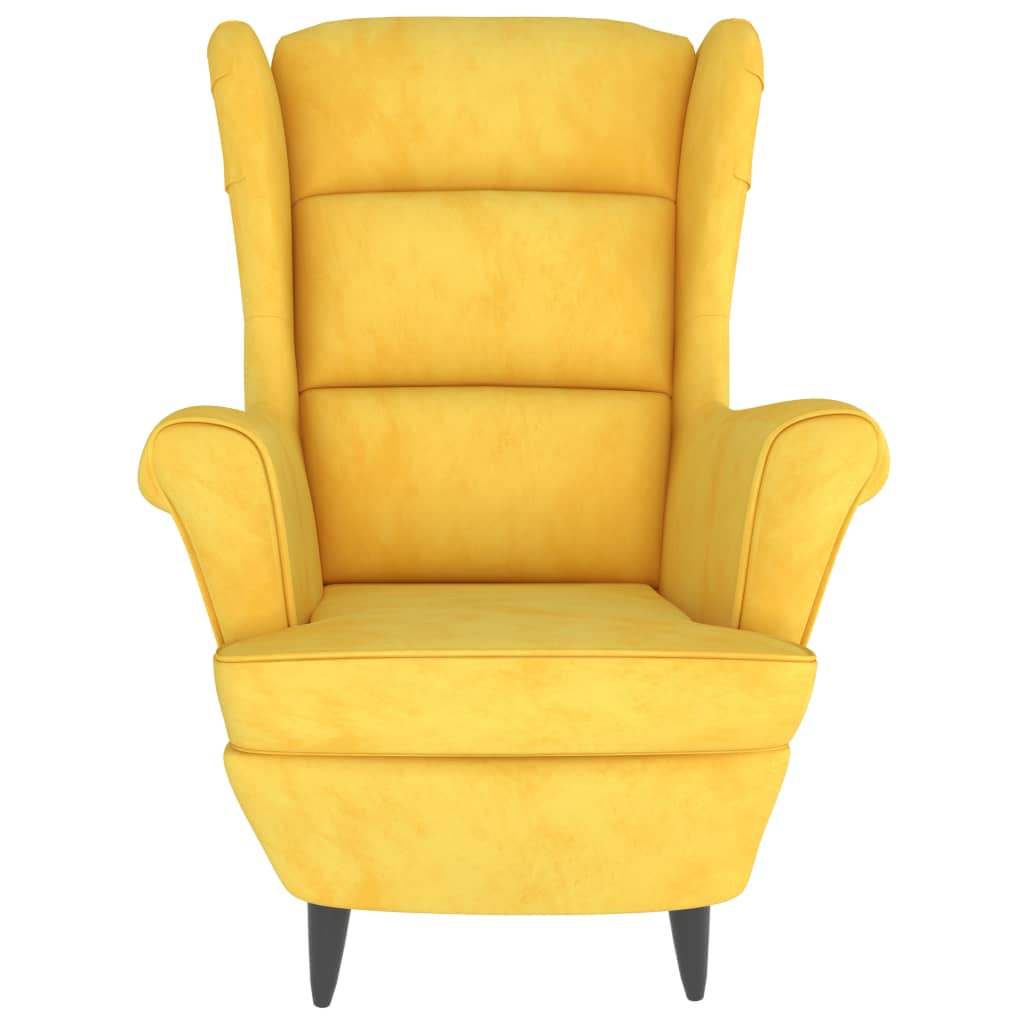 Poltrona Mineli - Em Veludo, com Estrutura em Madeira Compensada - 81x90x96,5 cm - Cor Amarelo Mostarda - Design Escandinavo