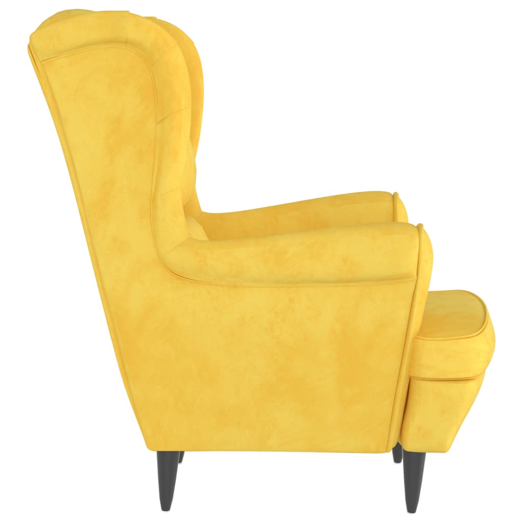 Poltrona Mineli - Em Veludo, com Estrutura em Madeira Compensada - 81x90x96,5 cm - Cor Amarelo Mostarda - Design Escandinavo