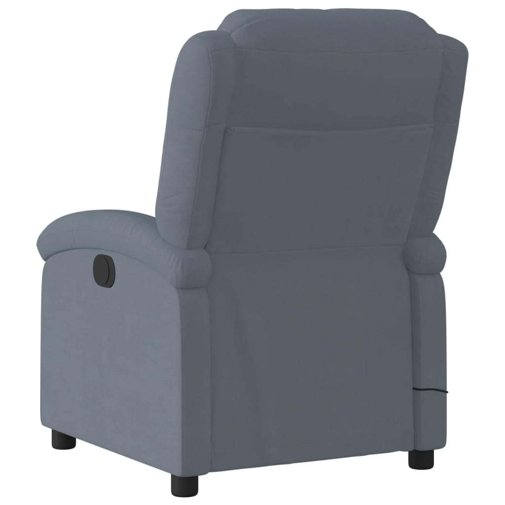 Poltrona Agnes Reclinável Ergonómica com Massagens em Veludo Suave - Cinzento Escuro - Design Moderno