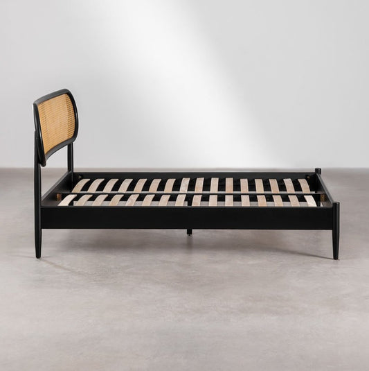 Cama De Madeira Fraser - 160 x 200 cm - Preto Claro